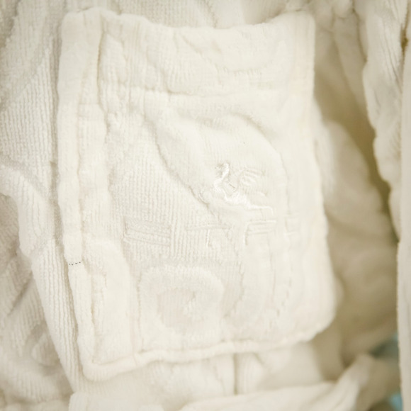 Etro Hotel Collection Size XL White Kimono Paisley Print Belted Cotton Robe - Picture 2 of 7